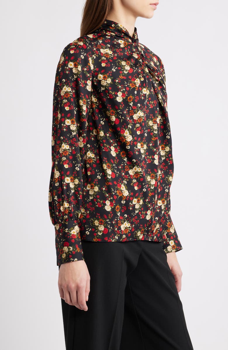 Elie Tahari The Lola Stretch Silk Top, Alternate, color, Lovestruck Black