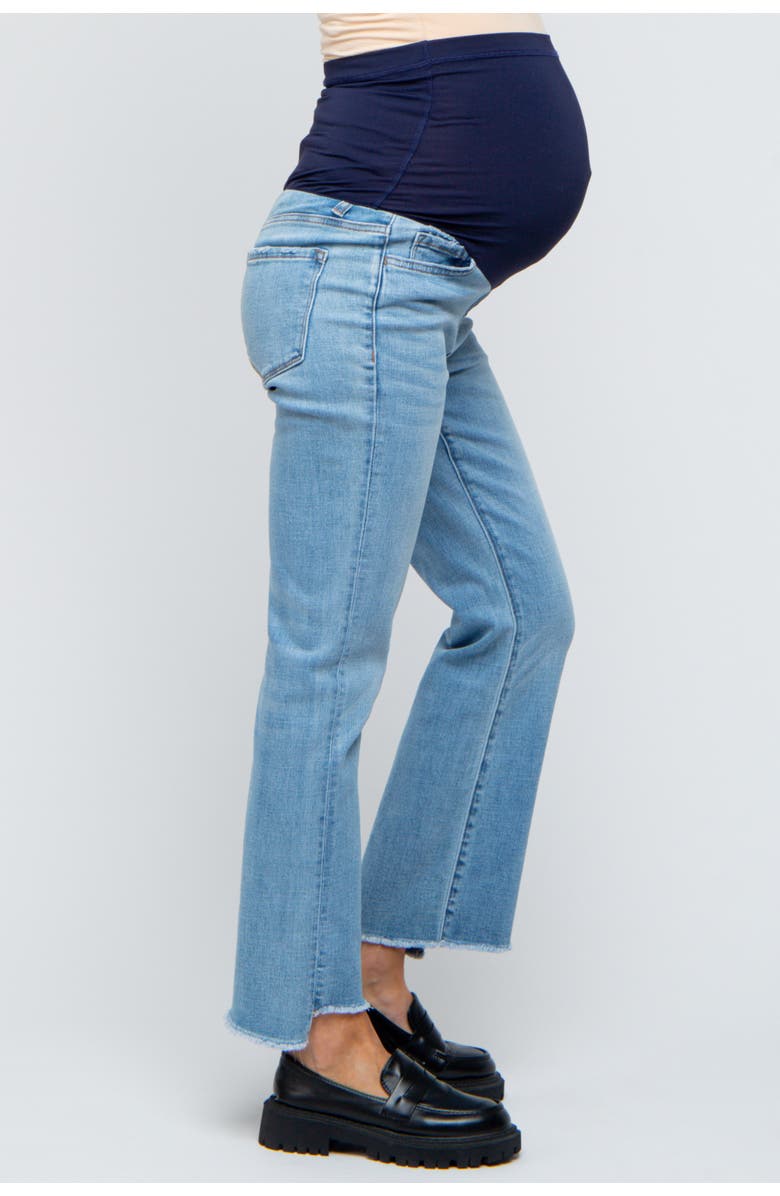 PinkBlush Raw Edge Crop Maternity Jeans, Alternate, color, Light Blue
