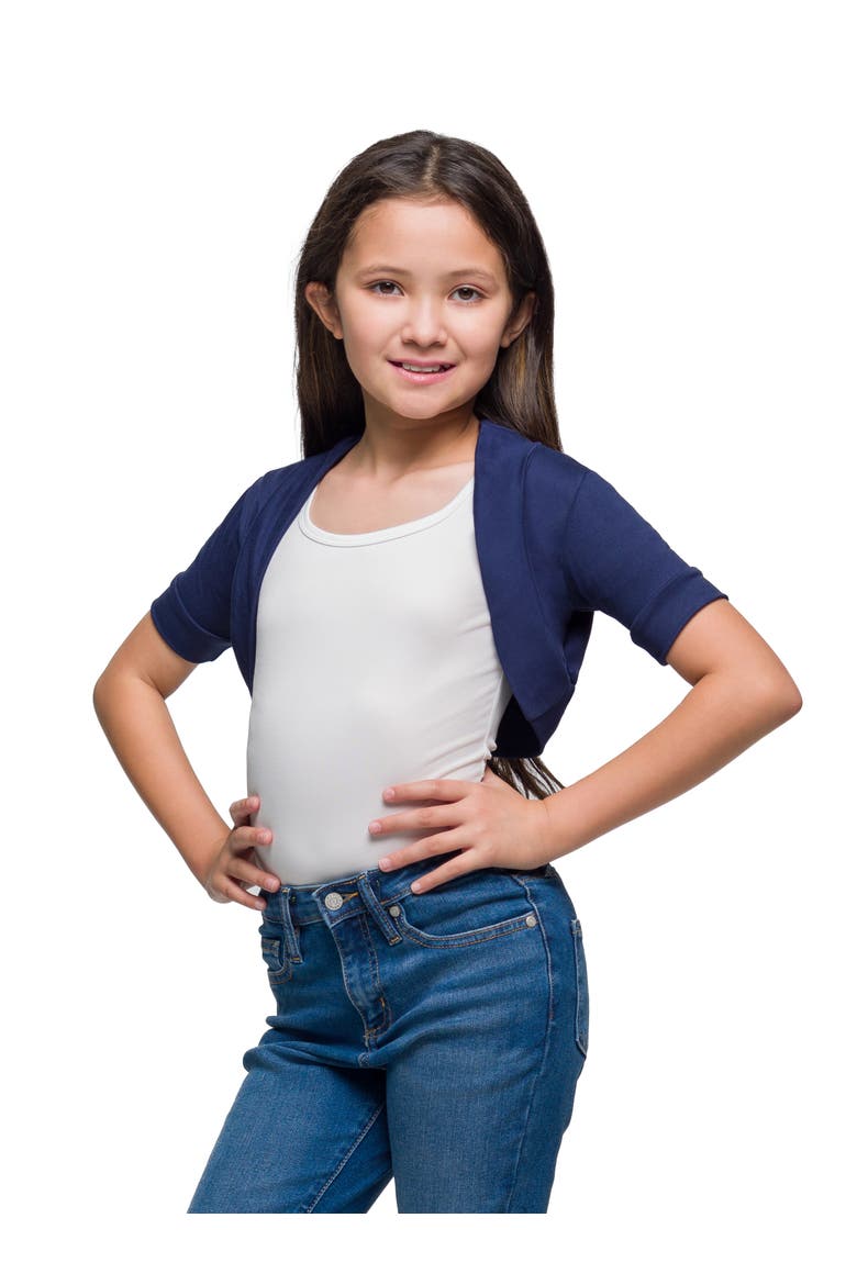 Open Front short Sleeve Cropped Bolero Shrug, Alternate, color, Navy