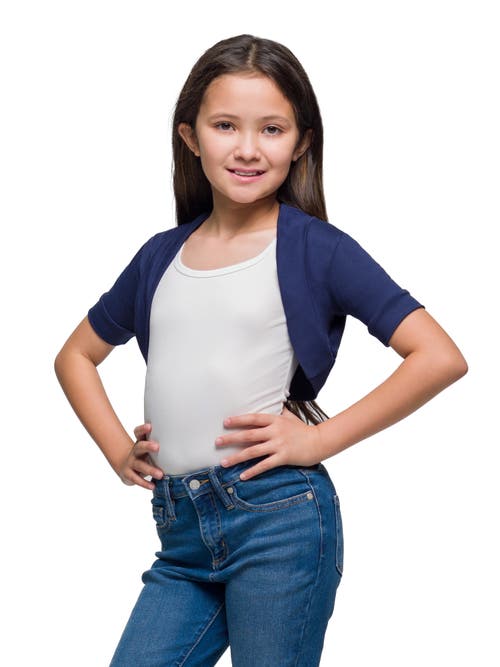 24sevenkid Open Front Short Sleeve Cropped Bolero Shrug In Blue