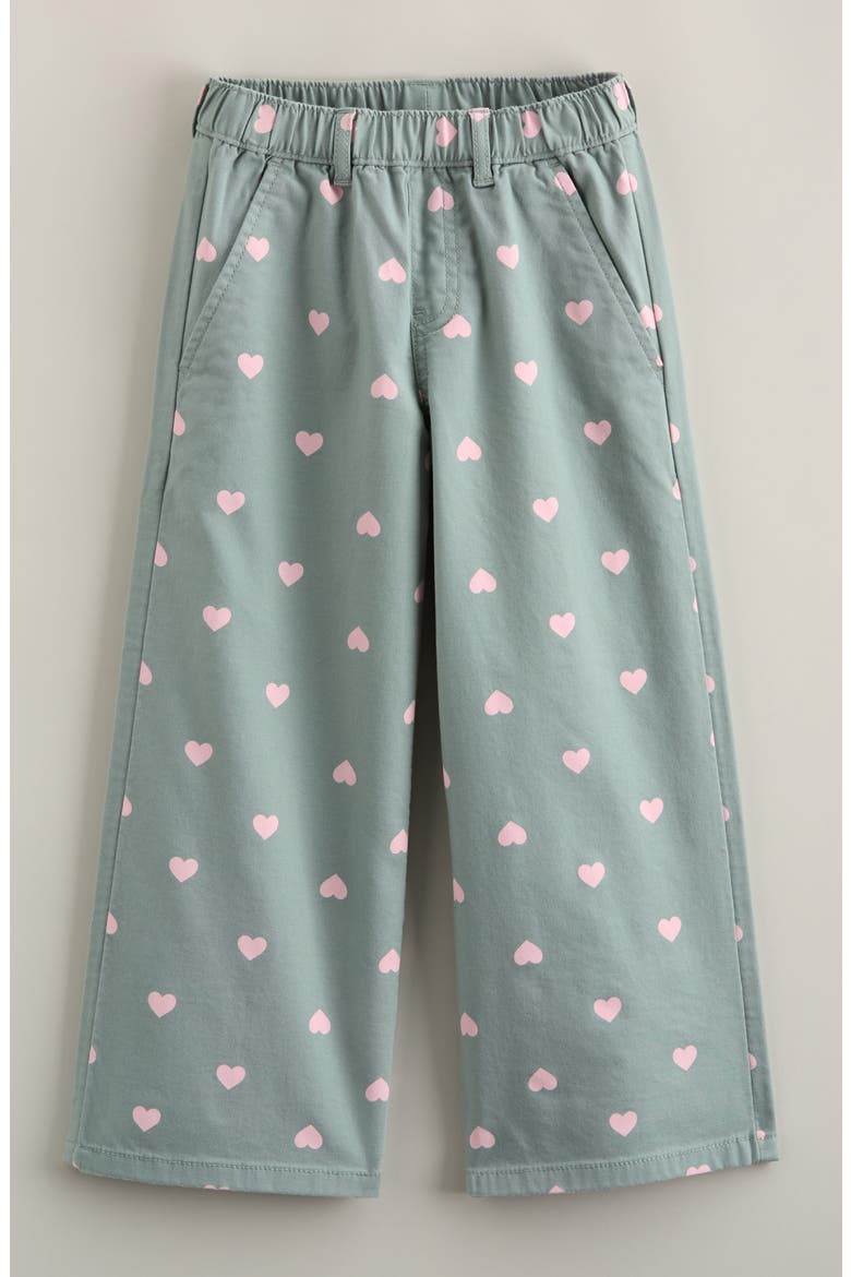 Kids' Wide Leg Pants, Main, color, GREEN MILIEU PETITE HEARTS