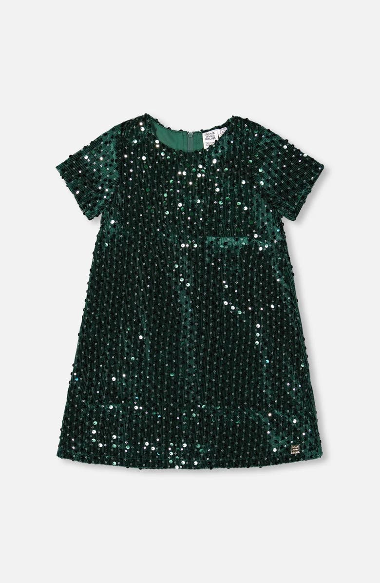 Deux par Deux Velvet Short Sleeve Dress, Main, color, 
