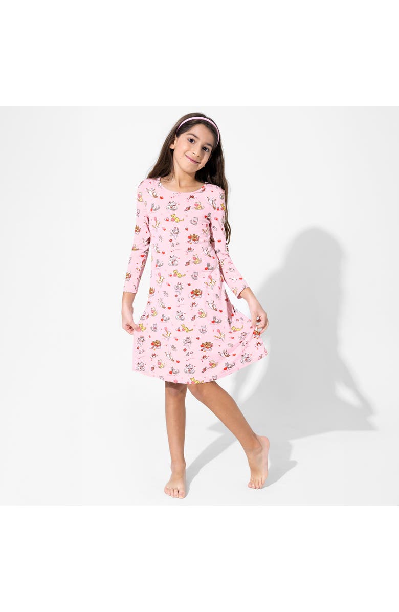 Bellabu Bear Kids' Love Kittens Long Sleeve Dress, Alternate, color, Love Kittens