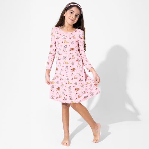 Bellabu Bear Kids' Love Kittens Long Sleeve Dress In Love Kittens