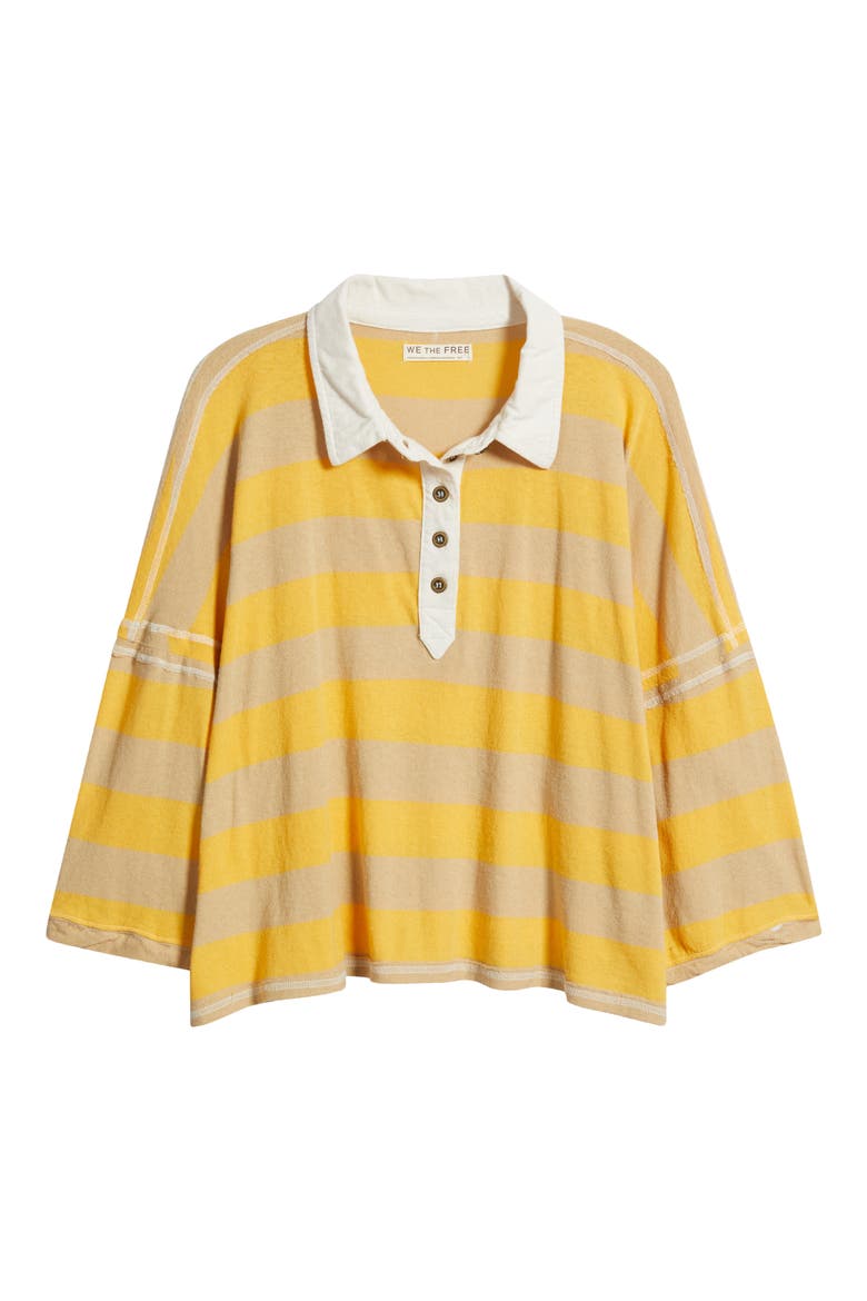 Auggie Stripe Top, Alternate, color, OAT LATTE/ YELLOW FIN