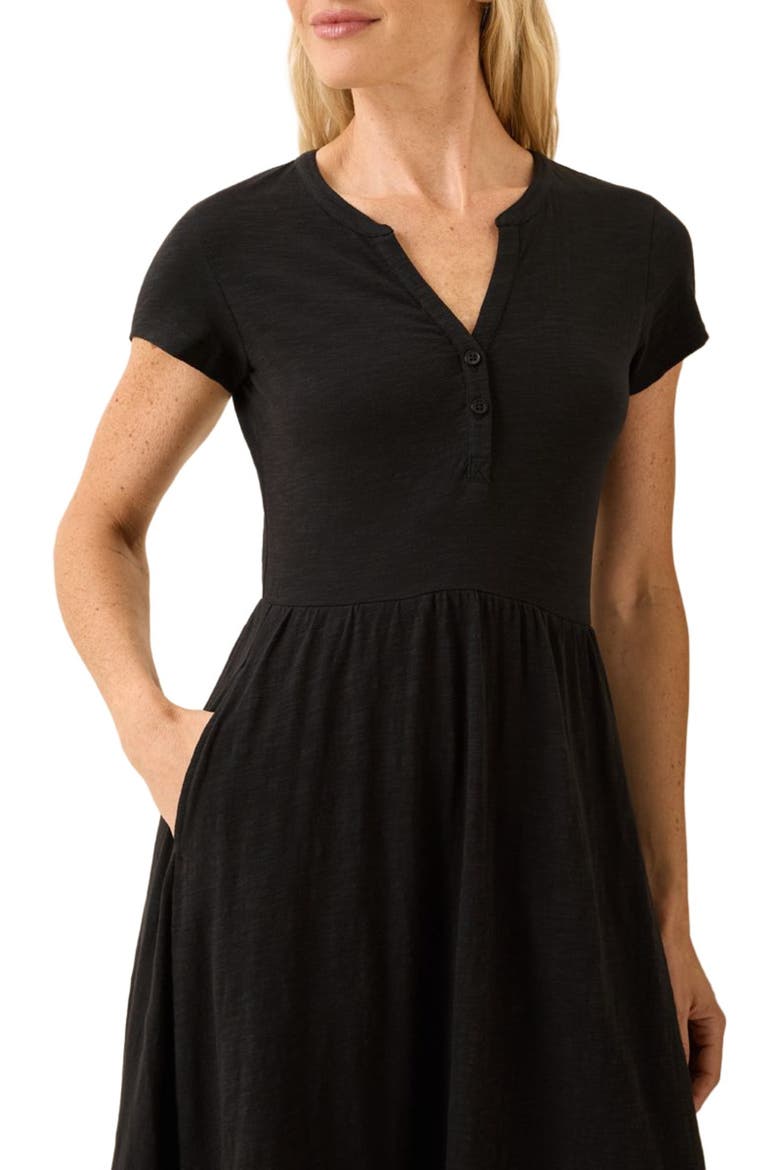 Organic Cotton Relaxed Slub Henley Market Dress, Alternate, color, Black