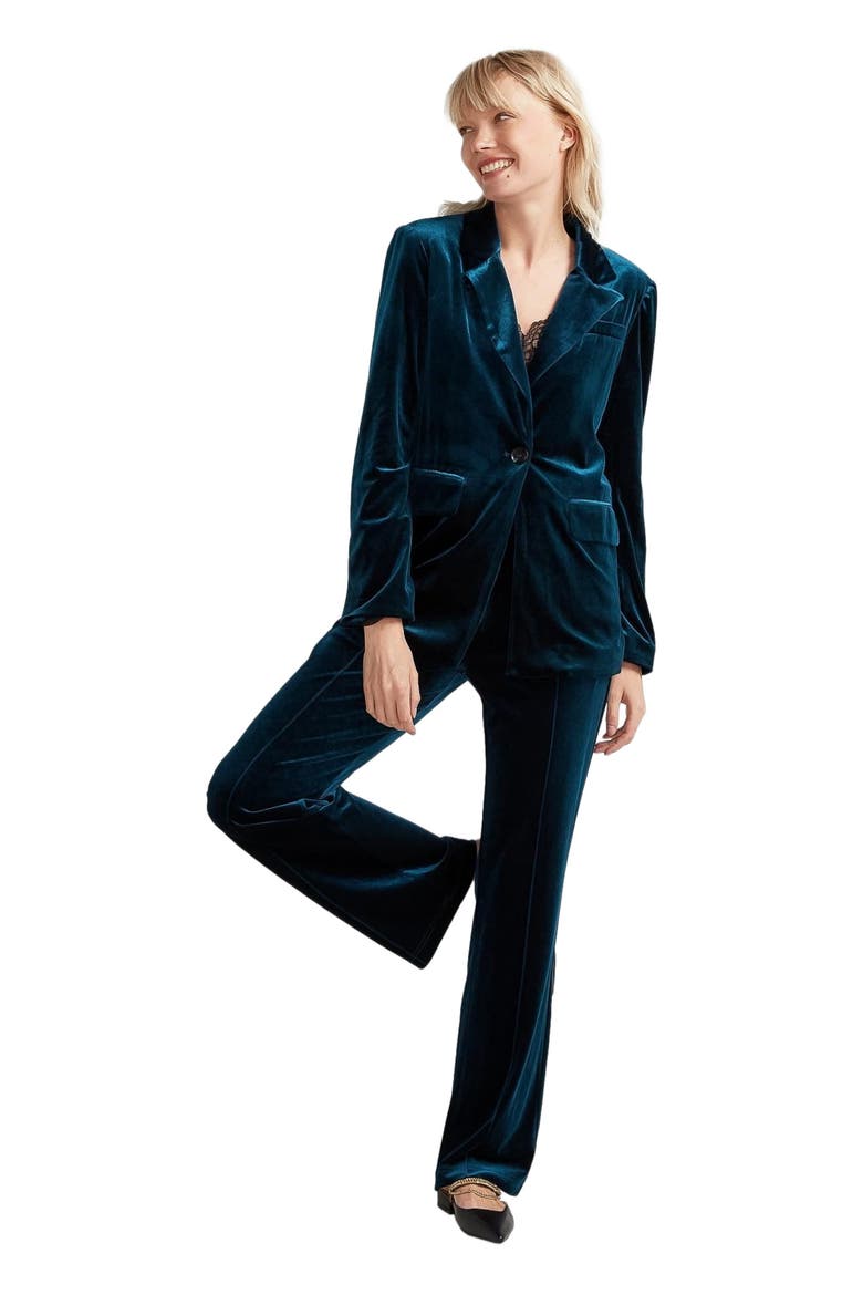 Eternity Velvet Blazer, Alternate, color, Dark Teal