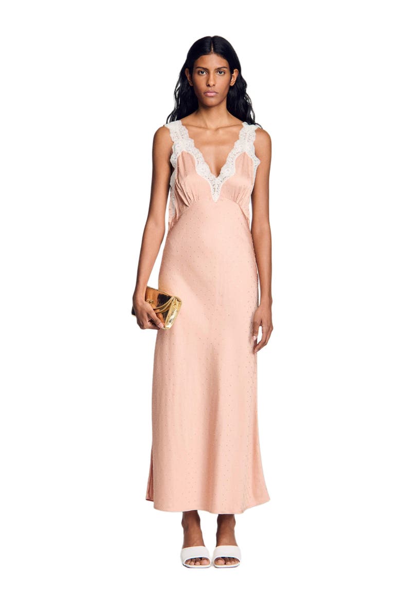 Rhinestone lingerie-style dress, Alternate, color, Nude