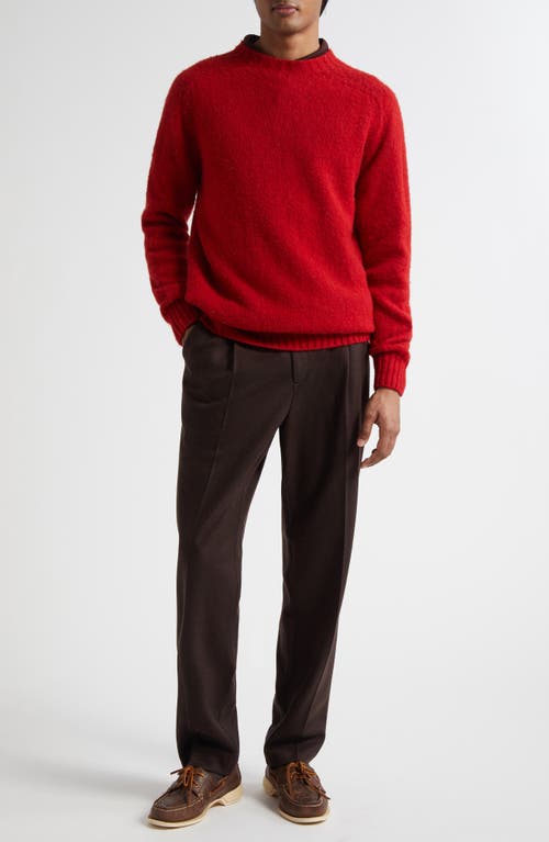 Sunspel Brushed Shetland Wool Sweater In Red
