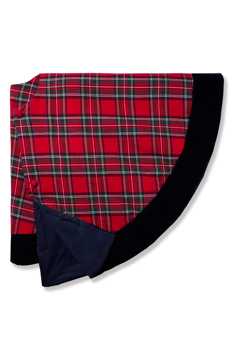 Petite Plume Imperial Tartan Plaid Tree Skirt, Main, color, Red