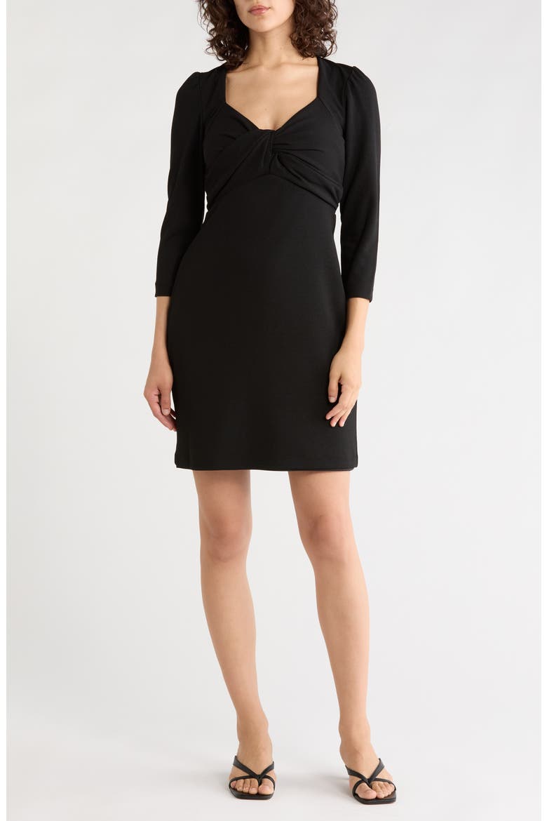 Knot Front Cutout Back Sheath Dress, Main, color, BLACK
