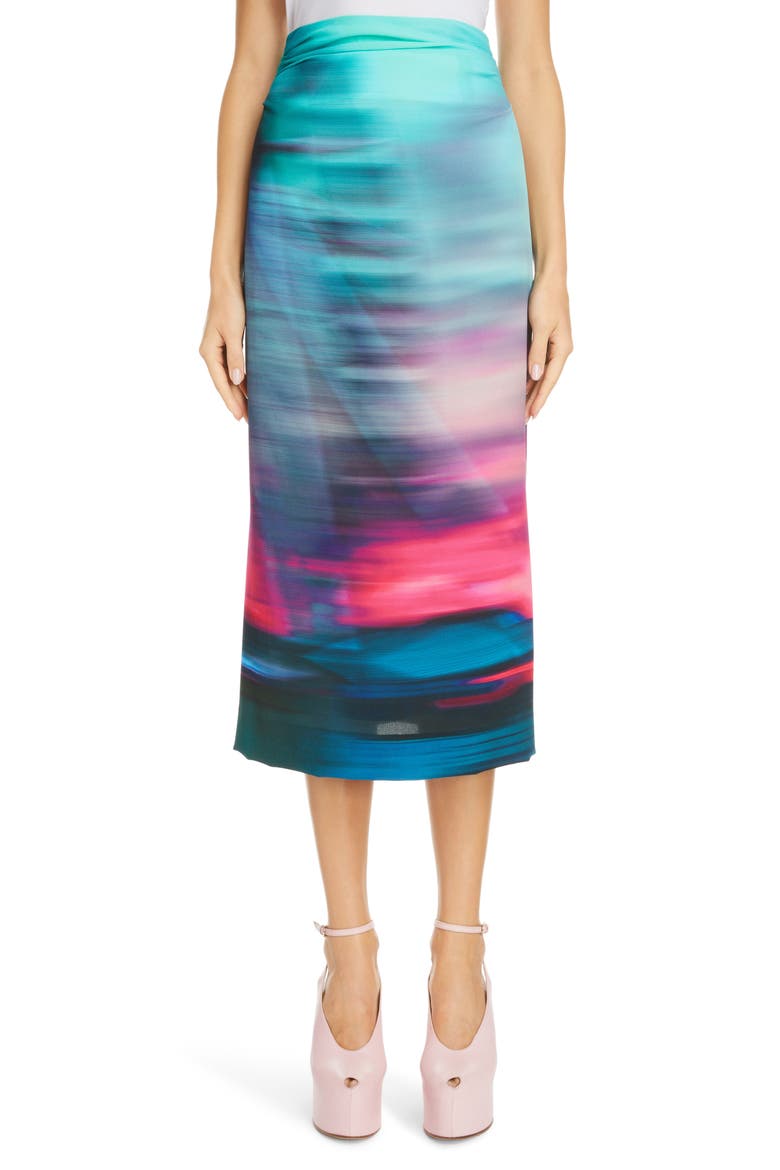 Stanley Ferris Wheel Print Pencil Skirt, Main, color, TURQUOISE 503
