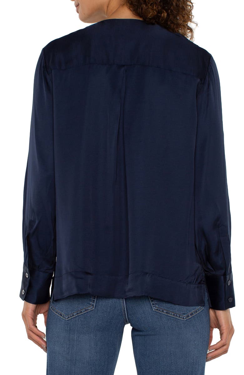 Liverpool Los Angeles Half Zip Collarless Top, Alternate, color,