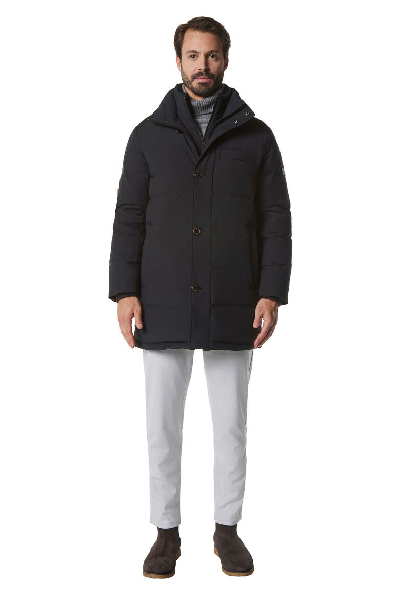 Shelton Water Resistant Down Coat, Alternate, color, BLACK