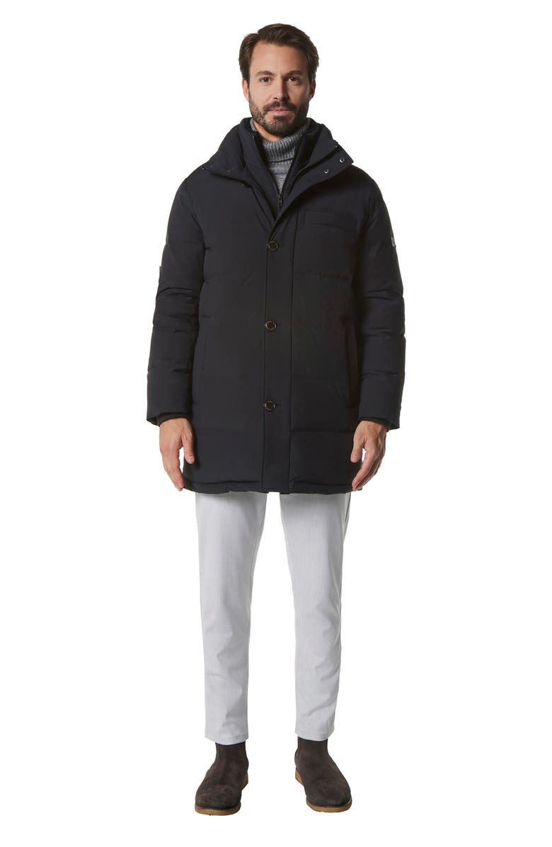 Andrew Marc Shelton Water Resistant Down Coat, Alternate, color, Black