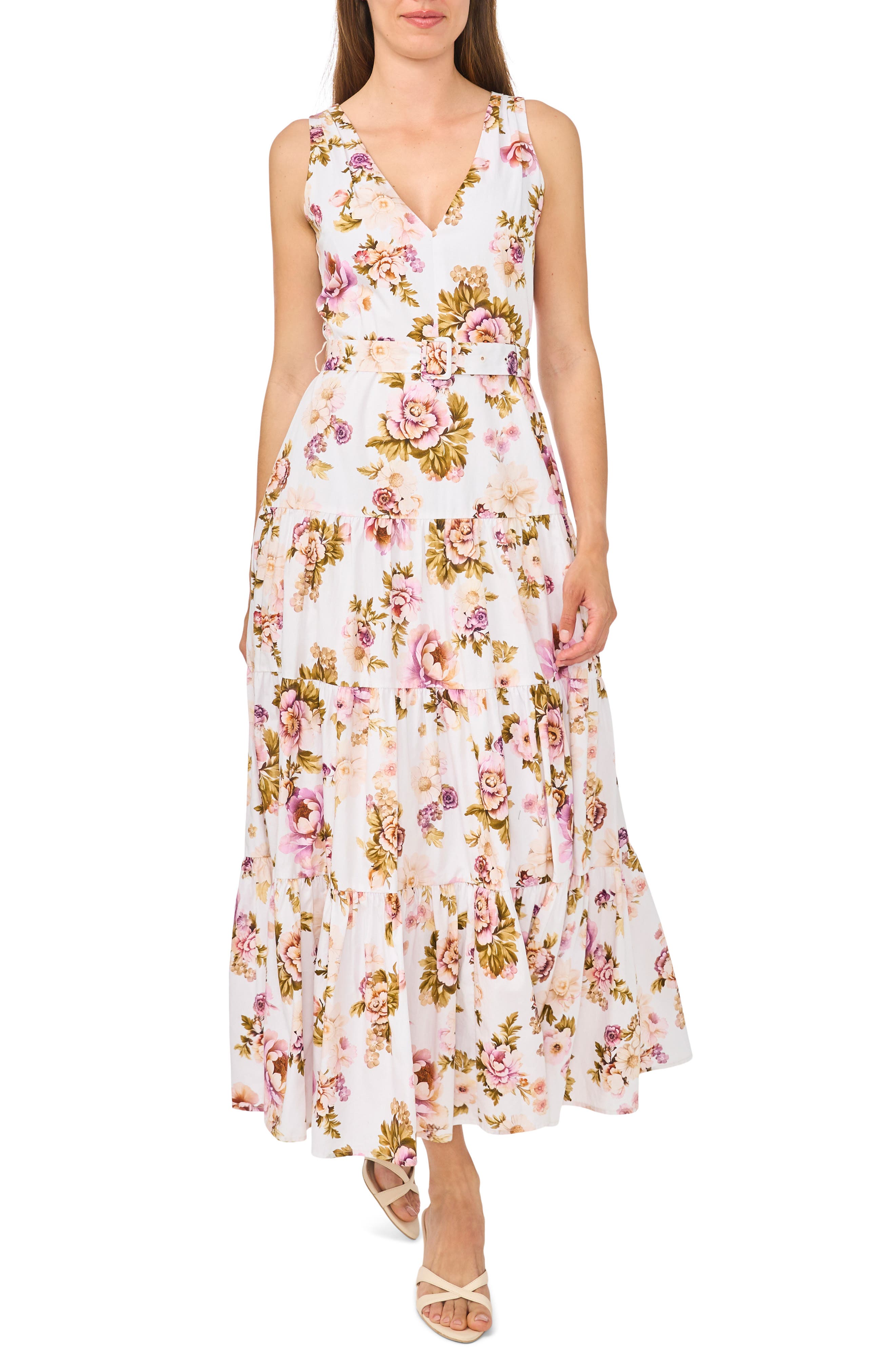 Ted Baker Floral Sleeveless Belted Cotton Maxi Dress
