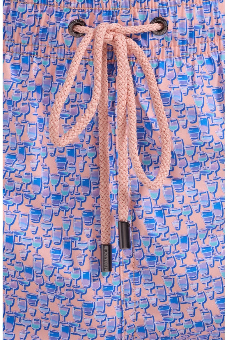 Kai Cocktail Print Swim Trunks, Alternate, color, PEACH