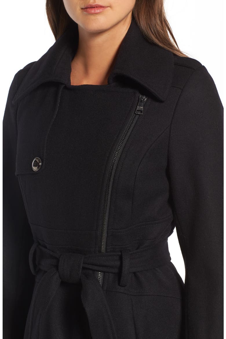 Fit & Flare Coat, Alternate, color, BLACK