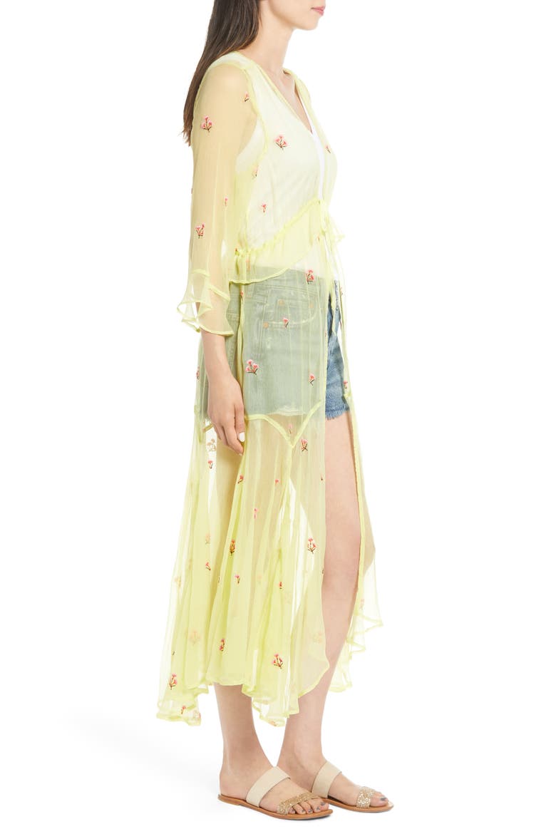NFC Mini Poppy Embroidered Duster, Alternate, color, YELLOW