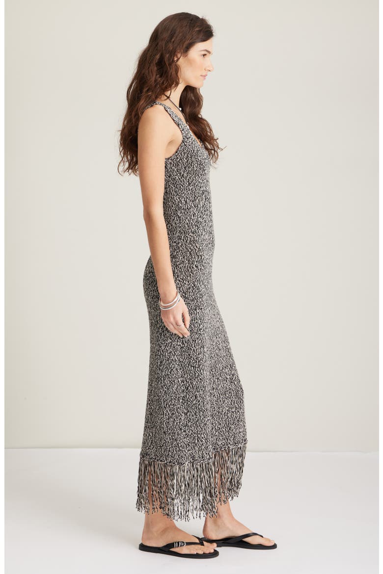 Fringe Maxi Sweater Dress, Alternate, color, BLACK- BEIGE MARL