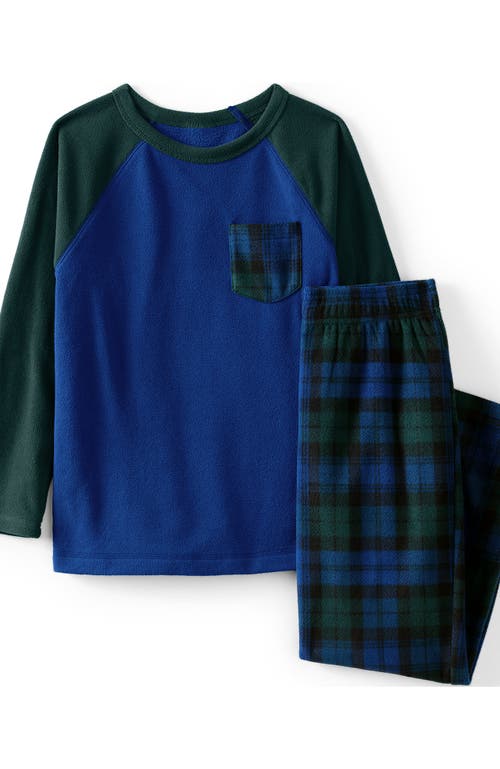 Lands' End Kids Long Sleeve Pocket Fleece Pajama Set In Blue