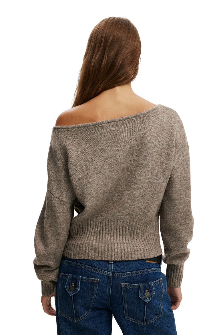 Women's Softest Luxe Off Shoulder Knit, Alternate, color, Acorn Marle