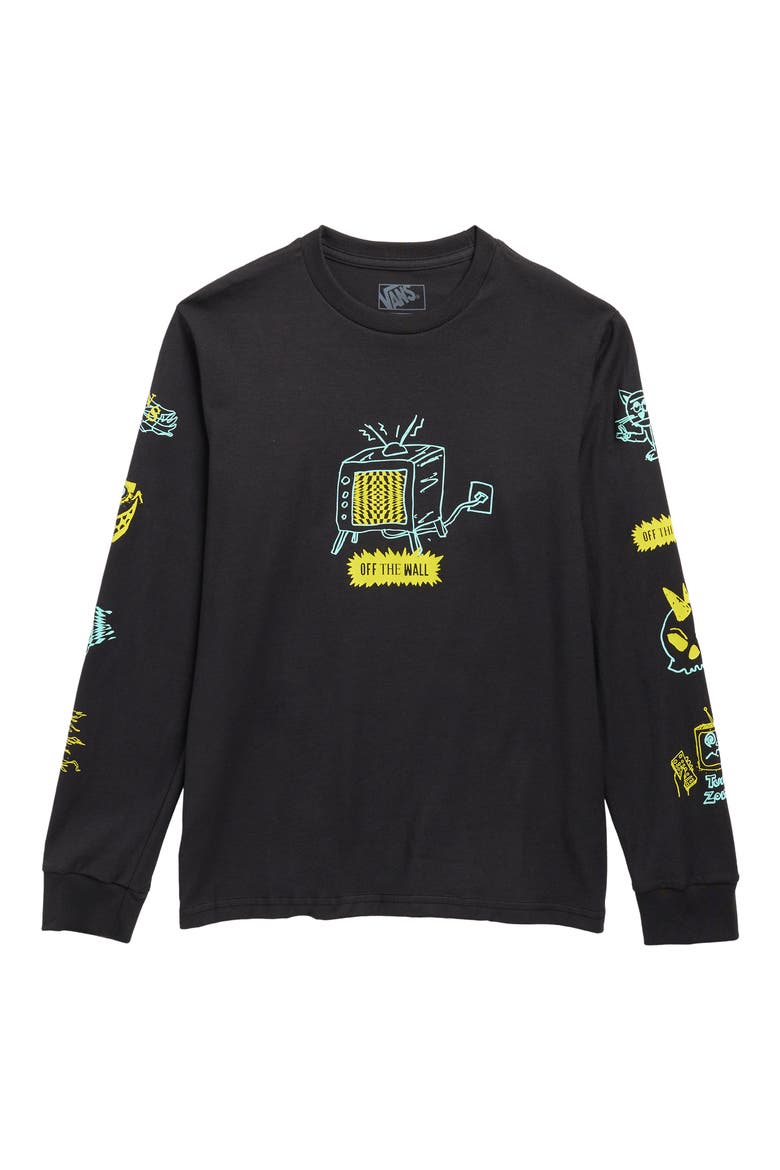Kids' Zoned Out Graphic Long Sleeve T-Shirt, Main, color, BLACK