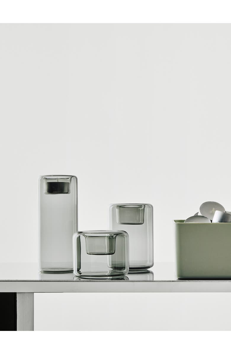 Kosta Boda Happy Set of 3 Glass Votive Holders, Alternate, color, Gray