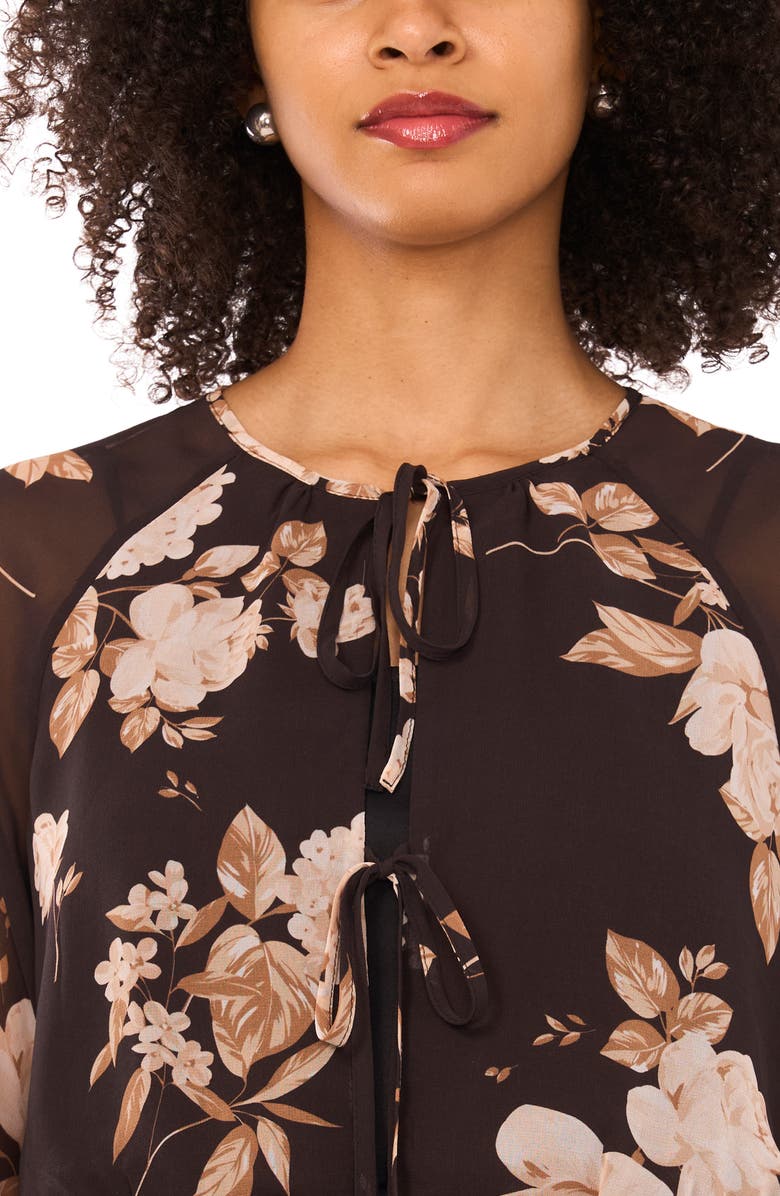 Parker Long Sleeve Double Tie Front Top, Alternate, color, Chocolate Torte