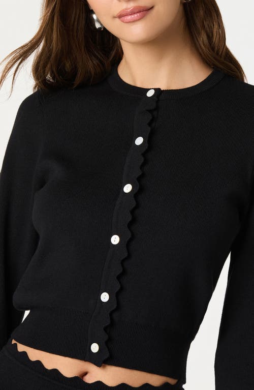 Astr The Label Scalloped Placket Crop Cardigan In Black