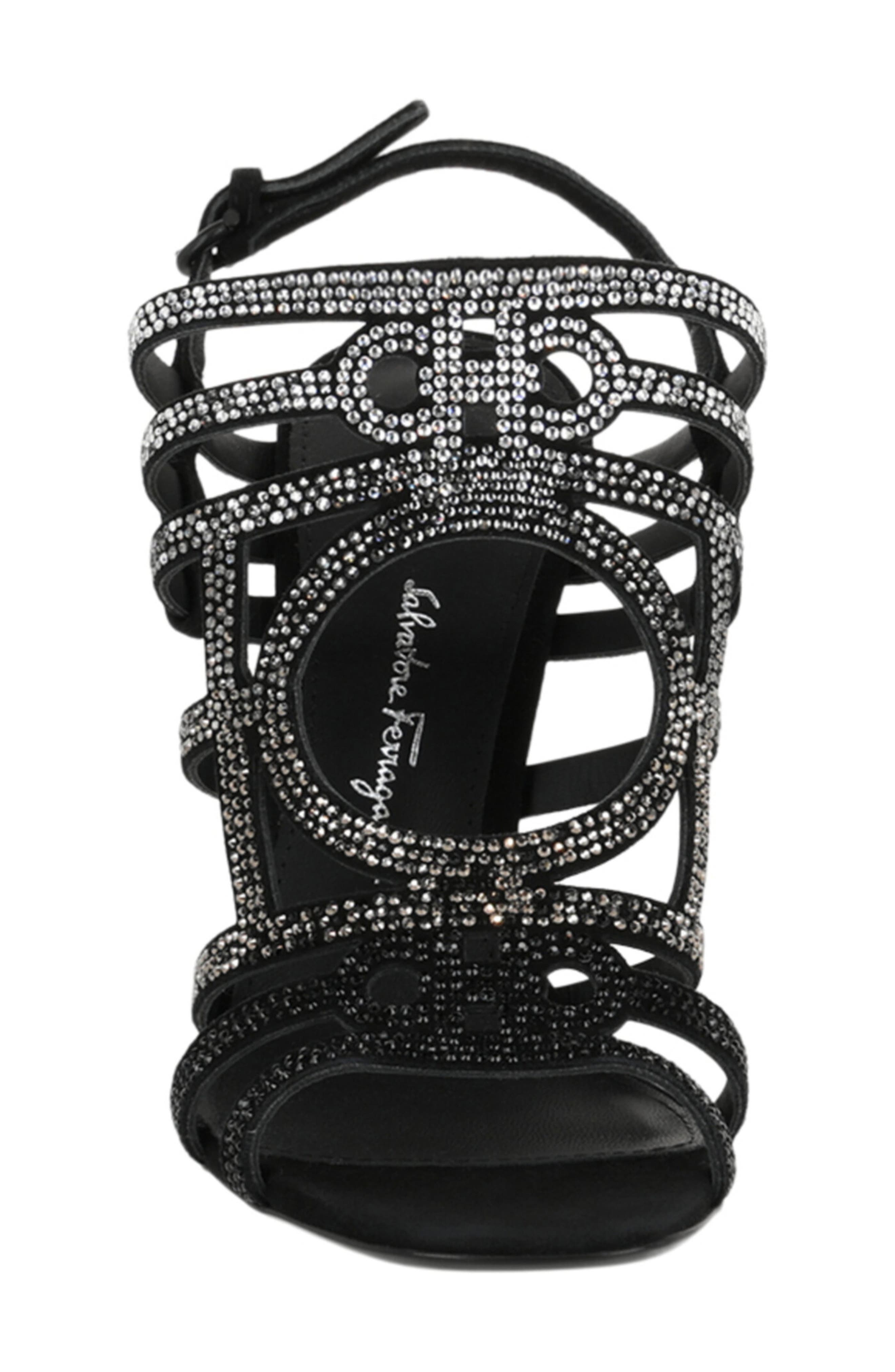 FERRAGAMO Florenza Cage Sandal, Alternate, color, Black