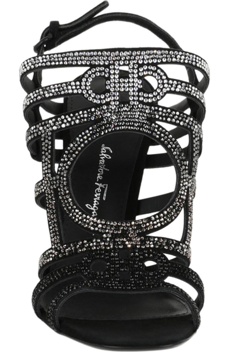 FERRAGAMO Florenza Cage Sandal, Alternate, color, Black