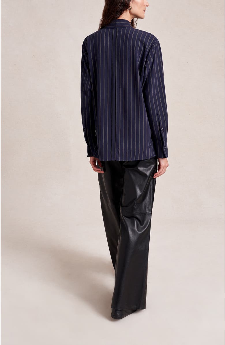 La Ligne Roman Shirt, Alternate, color, Navy/Tan