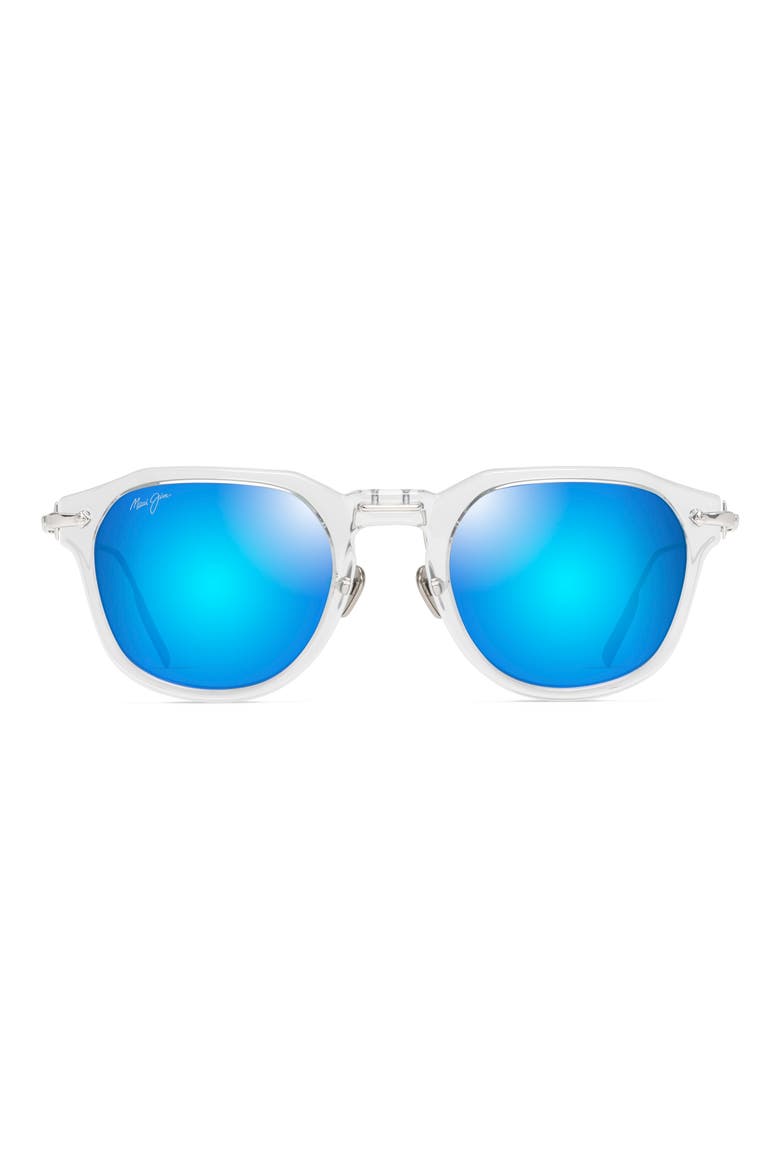 Alika 49mm PolarizedPlus2® Round Sunglasses, Main, color, CRYSTAL W/ DARK GUNMETAL