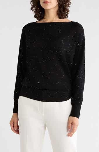 Metallic Wool & Cashmere Blend Boatneck Sweater