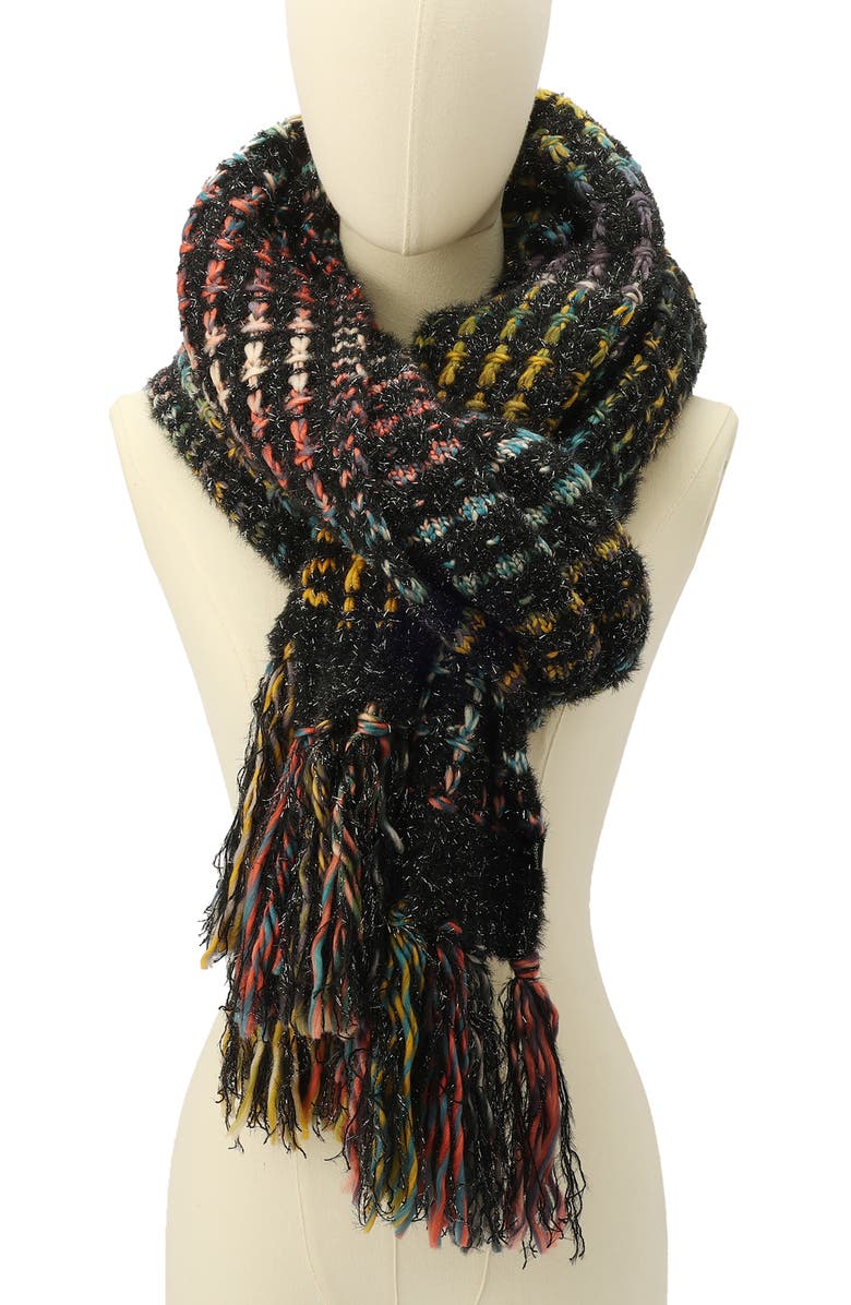 Kurt Geiger London Metallic Eyelash Rainbow Scarf, Alternate, color, Classic Rainbow