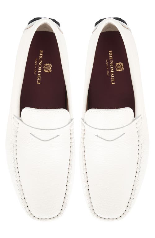 Bruno Magli Taranto Penny Loafer In Off White Pebbled