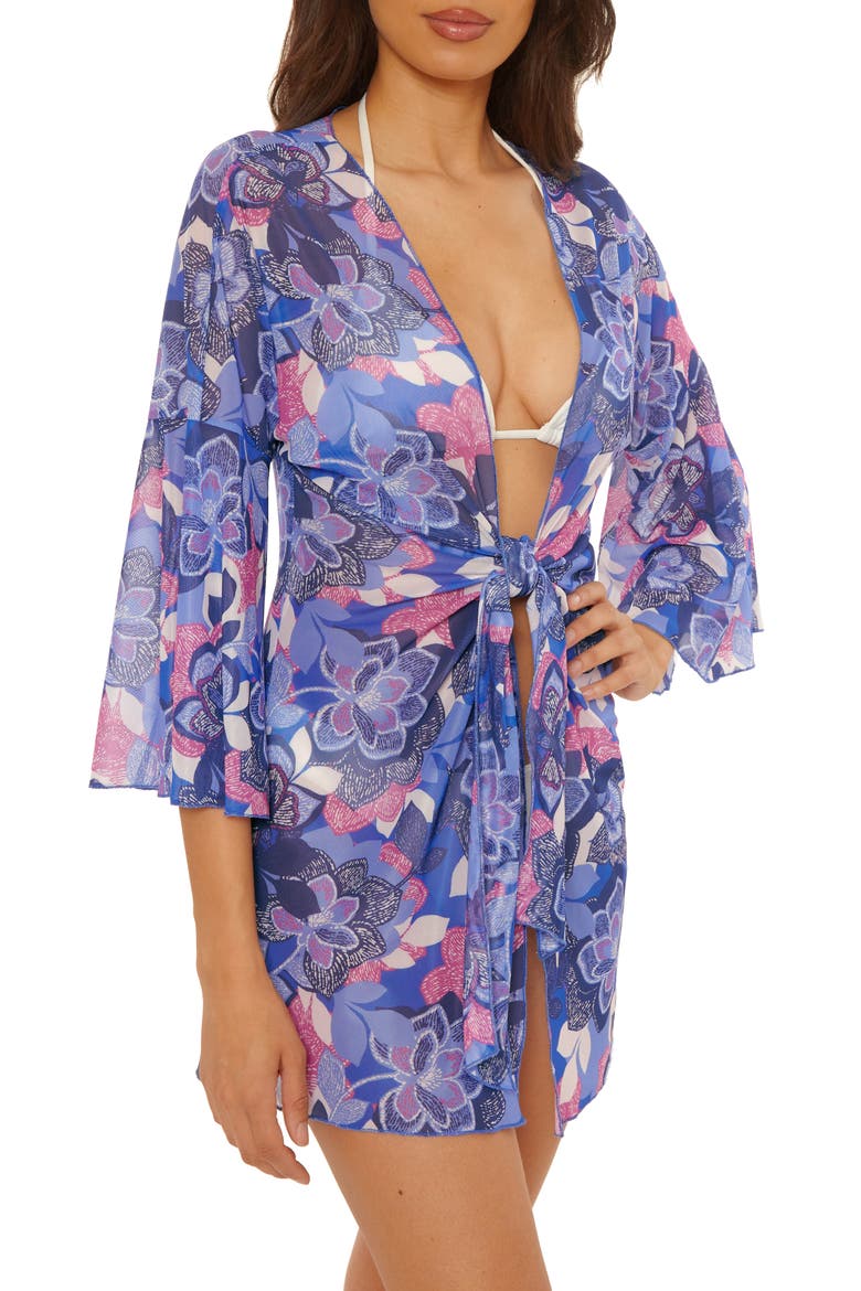Lanai Mesh Cover-Up Tunic, Alternate, color, PURPLE MULTI