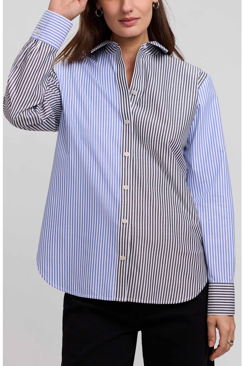 Meghan Colorblock Stripe Cotton Button-Up Shirt, Main, color, BLUE/ MULTI