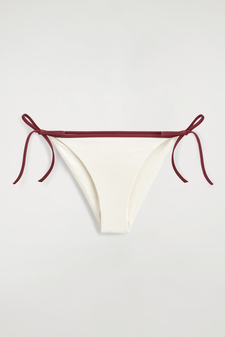 Contrast-trimmed Tie-side Bikini Briefs, Alternate, color, WHITE / RED