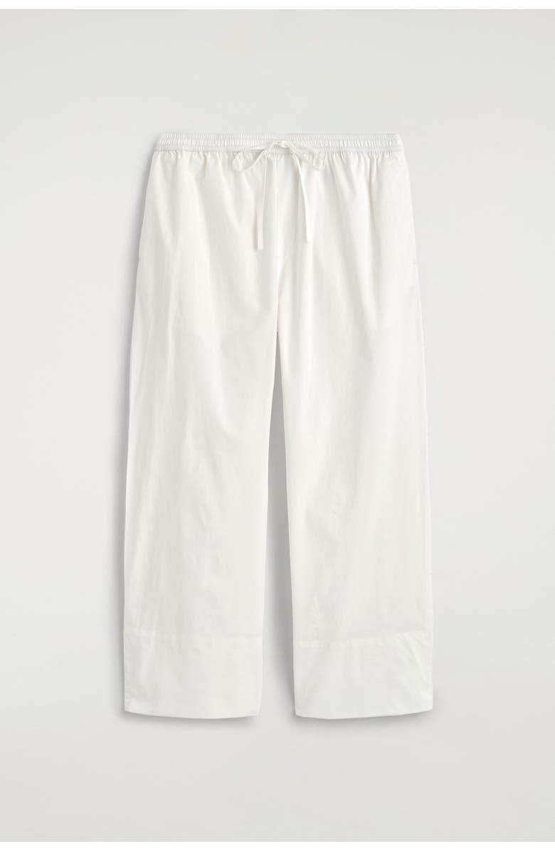 COS Cotton Straight-leg Drawstring Trousers, Alternate, color, White