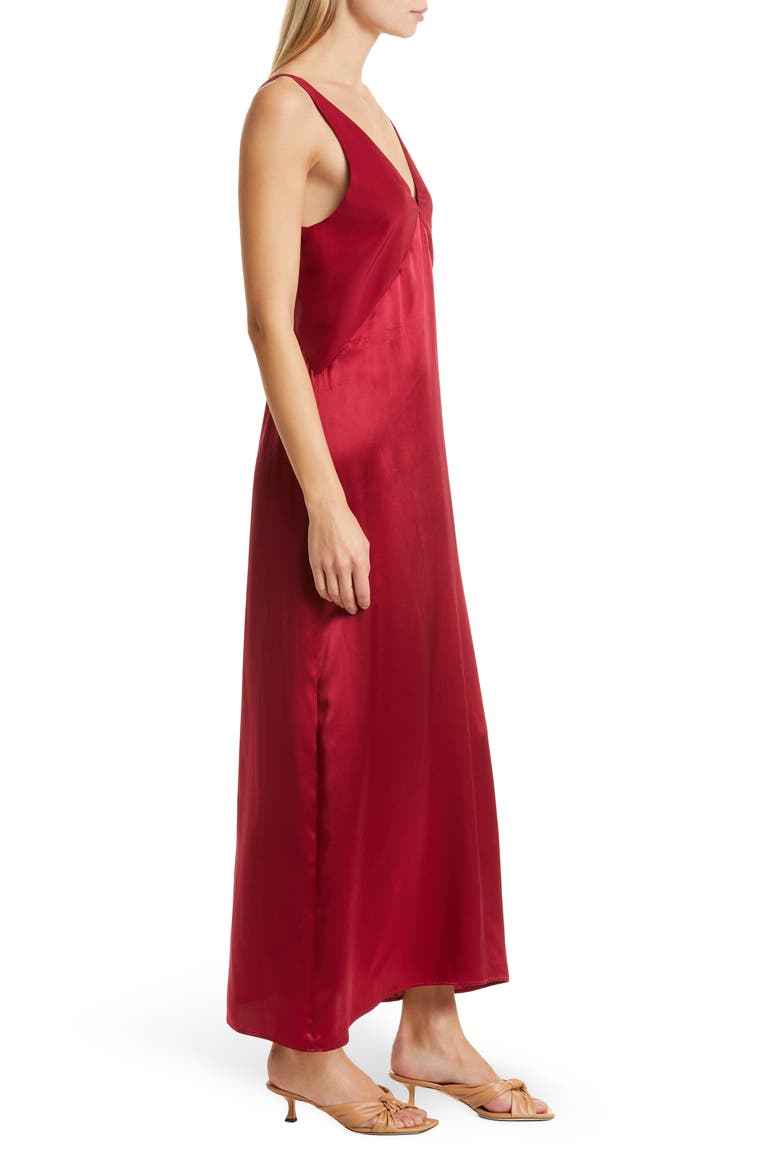 The Deep V Silk Charmeuse Slipdress, Alternate, color, BORDEAUX