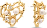 EYE CANDY LOS ANGELES Sable Heart Faux Pearl & Cubic Zirconia Earrings