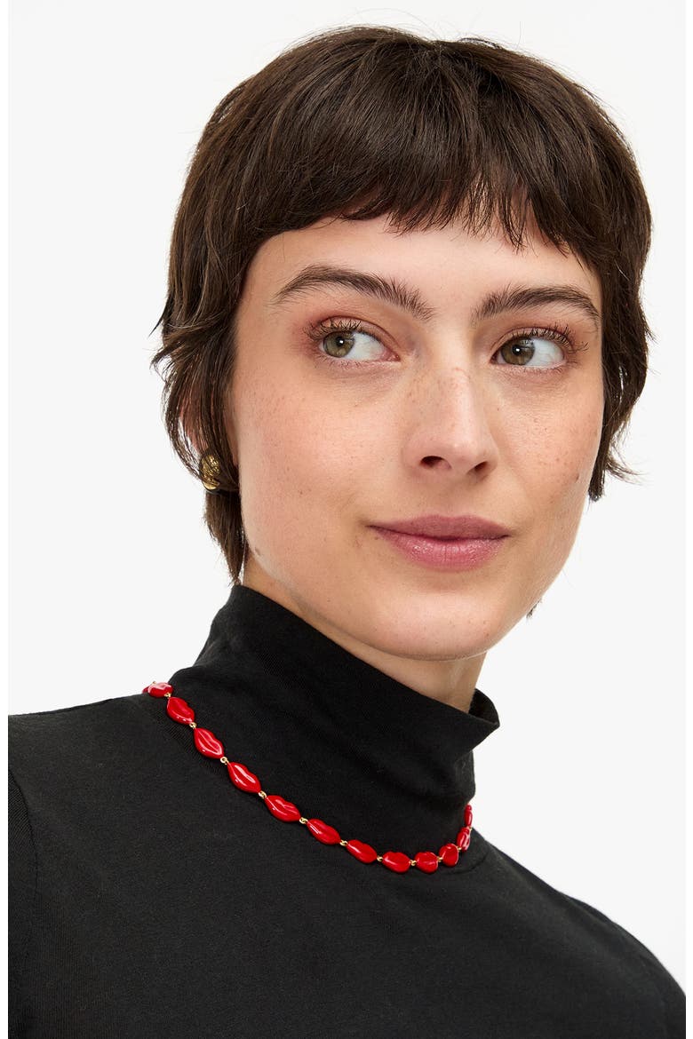 Le Lips Necklace, Alternate, color, POPPY