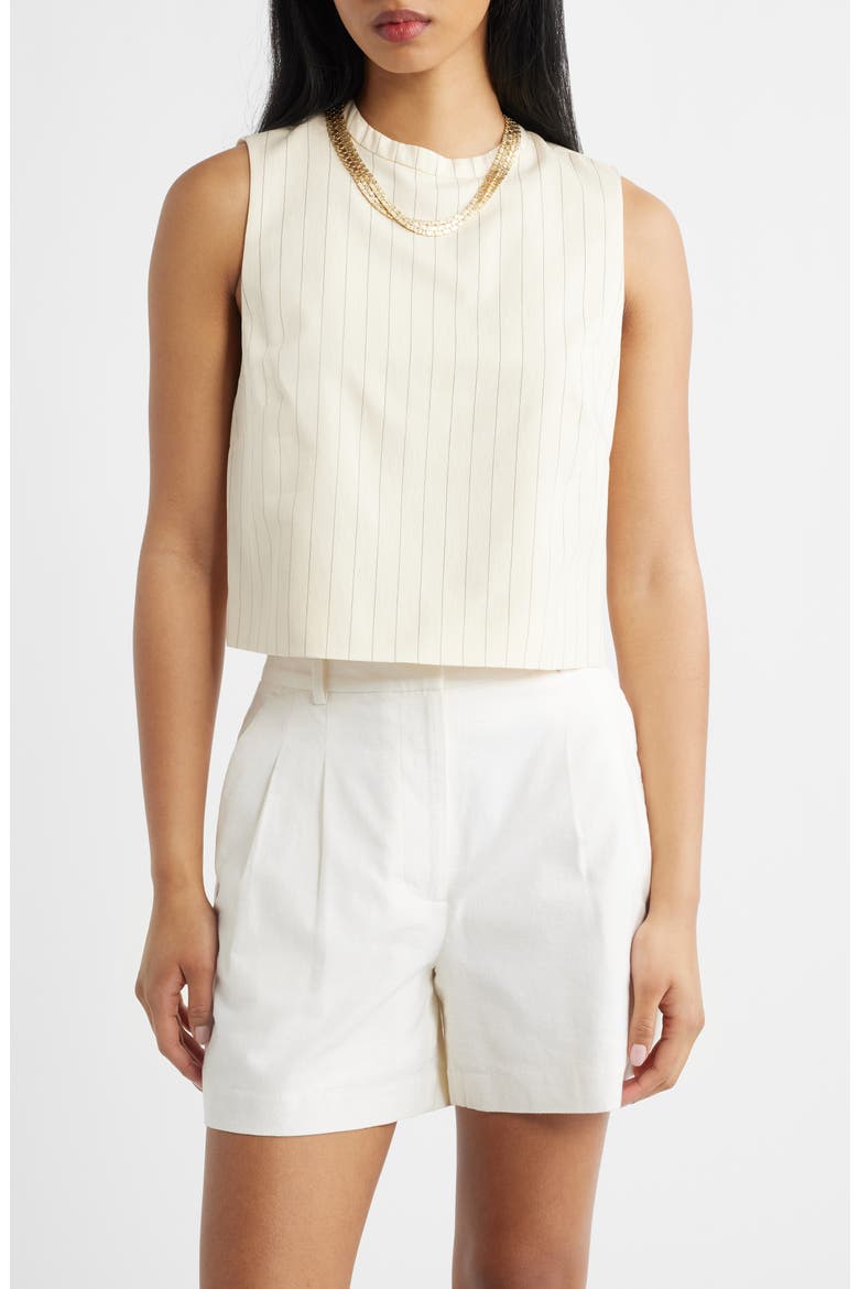 Cadena Pinstripe Embellished Layered Necklace Top, Main, color, OFF WHITE