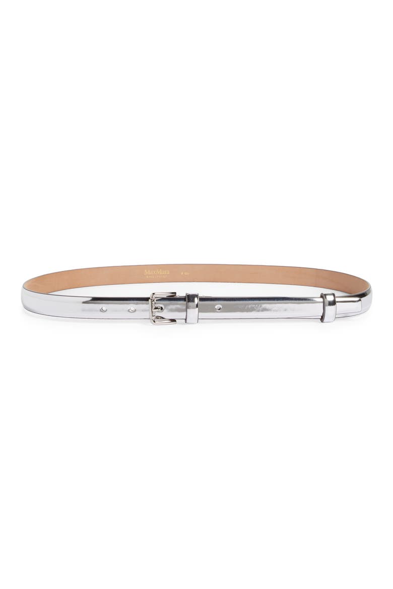 Mirror Metallic Leather Belt, Main, color, MIRRORED SILVER
