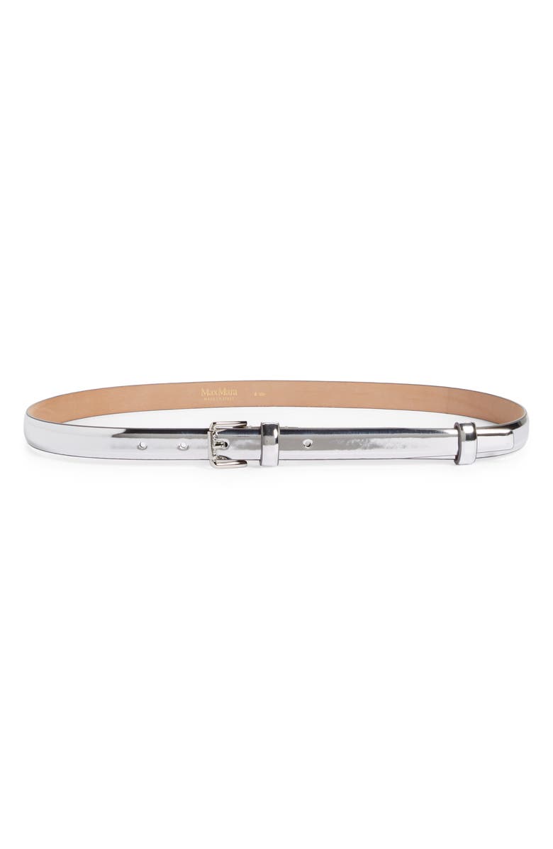 Max Mara Mirror Metallic Leather Belt, Main, color, 