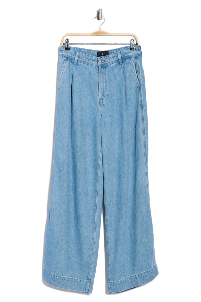 Denim Lustre Pleated High Waist Trouser Jeans, Main, color, ANNANDALE