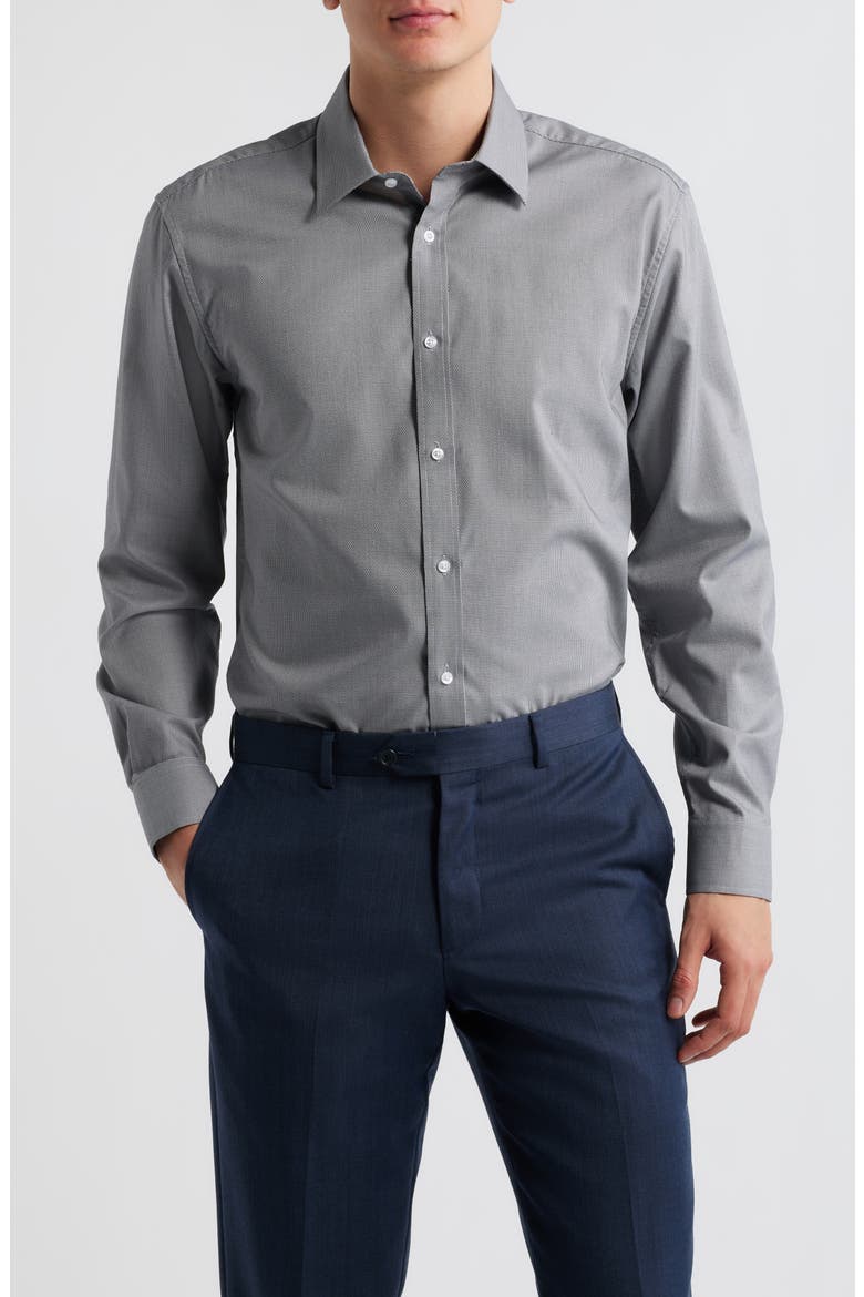 Modern Fit Grey Micropattern Cotton Dress Shirt, Main, color, GREY