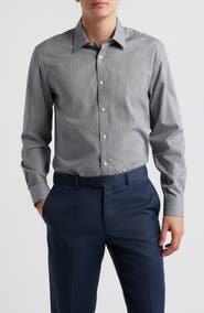 DANIEL HECHTER Modern Fit Grey Micropattern Cotton Dress Shirt